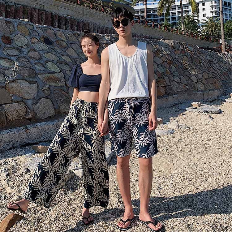 ペアルック 夫婦 親子 恋人 彼氏 彼女 おそろい お揃い カップル ペアルック レディース メンズ カップル 大きいサイズ ショートパンツ ビキニ サーフパンツ ハネムーン 蜜月 海外旅行 M L