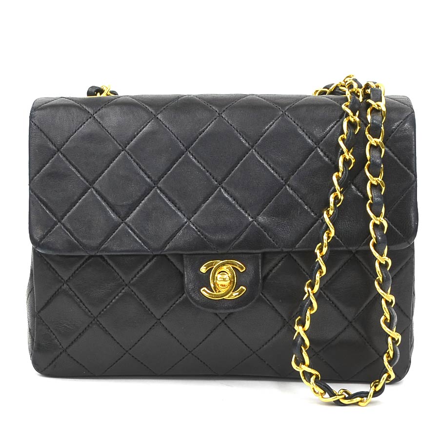 シャネル CHANEL ショルダーバッグ マトラッセ ラムスキン ブラック ゴールド レディース 90183a