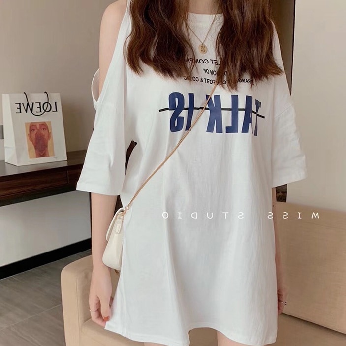 ロゴTシャツ トップス Tシャツ ビッグT 5分袖 ラウンドネック かわいい 大人可愛い シンプル