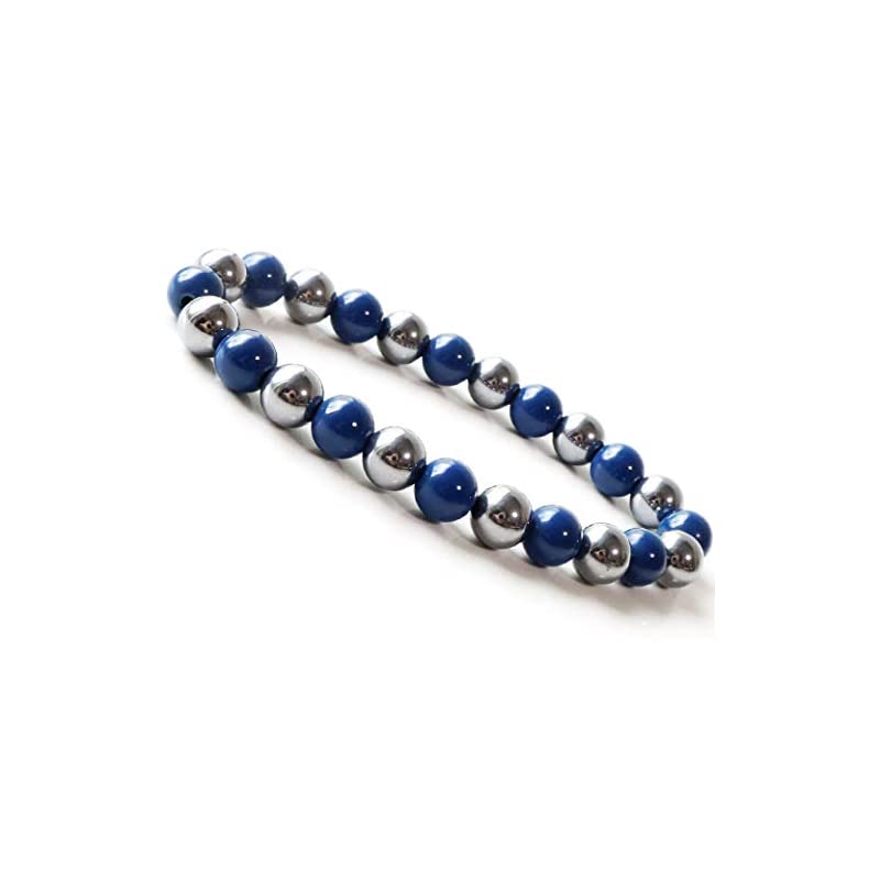 テラヘルツ鉱石 北投石 青色 ブルー ブレスレット 8mm 遠赤外線 パワーストーン 内周 約15c