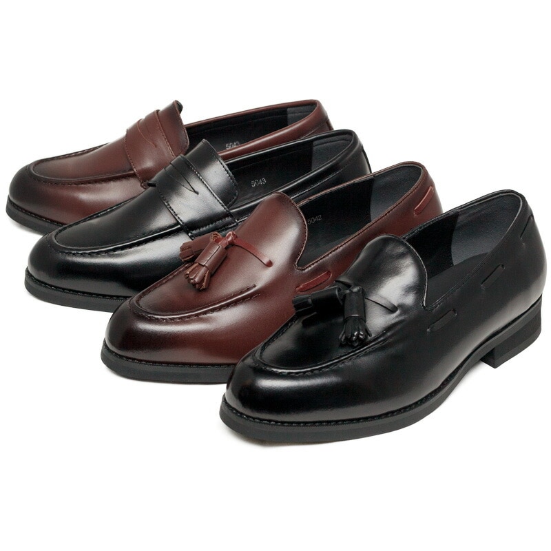 GERODI ローファー メンズ 本革 ビジネスシューズ 牛革 メンズ 幅広 3E相当 おしゃれ きれいめ タッセル ローファー ブラック 全4種 24.5cm 25cm 25.5cm 26cm 26