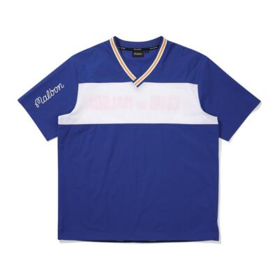 Malbon Golf純正Vネックブロックピスタブルー（メンズ）