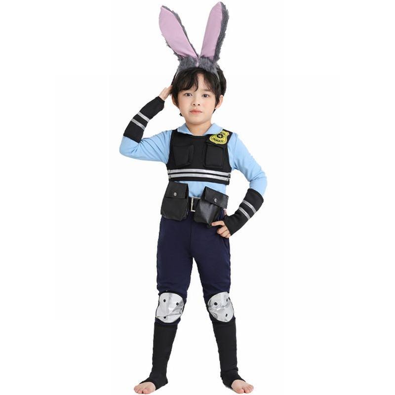 ハロウィン 子供用 ジュディ・ホップス 風 コスチューム コスプレ衣装 9点セット サイズ 110cm160cm