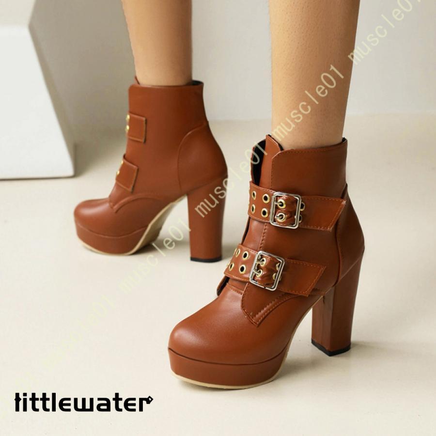 ショートブーツ レディース 厚底 歩きやすい 紐なし コスプレ 厚底ブーツ 地雷系 ラウンドトゥ ヒール 通勤 ショートブーツ レディース ブーツ ショート丈