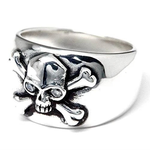 シルバー925 ピンキー リング スカル 髑髏 ボーン 骨 クリアジルコニア メンズレディース