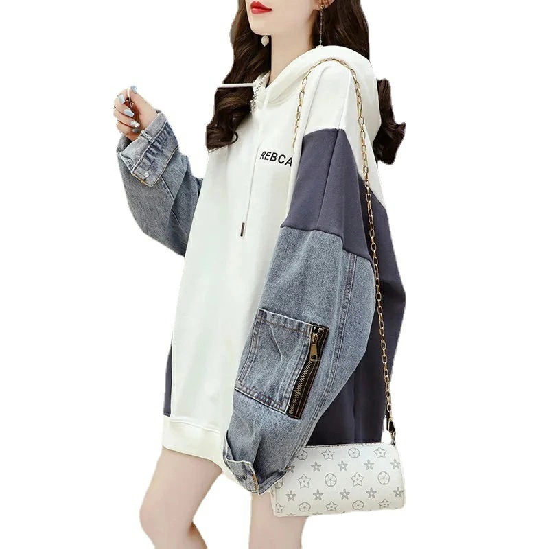 【短納期】パーカーレディース スウェット トレーナー 重ね着風 プルオーバー カジュアル ゆったり 韓国ファッション 大きいサイズ