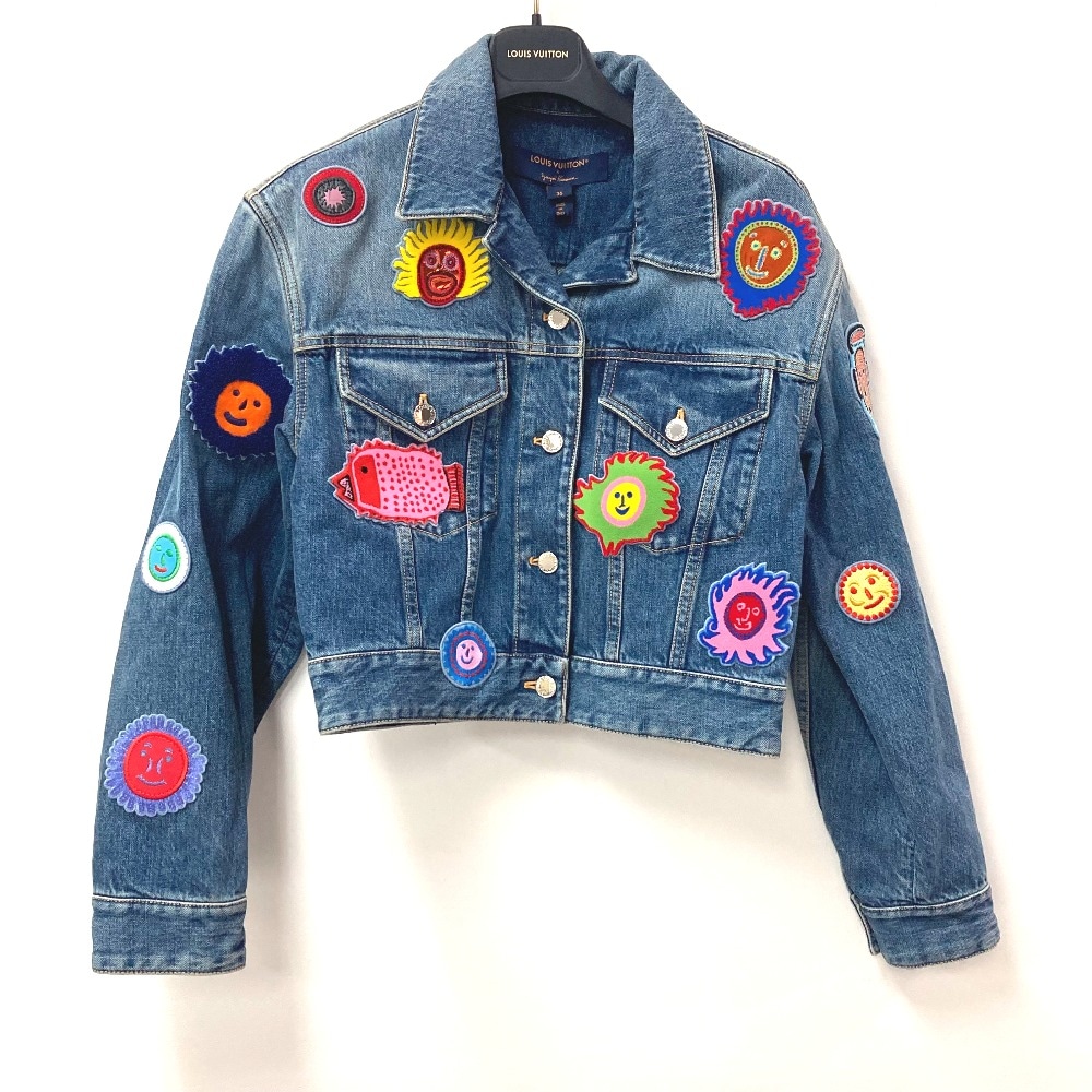 ジャケット ワッペン ジャケット 草間彌生コラボ デニム アウター Gジャン ジャンバー 長袖 アパレル コットン ブルー