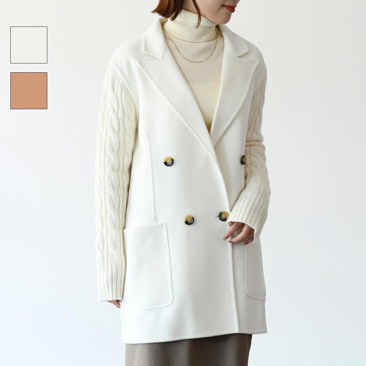 Max Mara マックスマーラ コート アウター ジャケット DALIDA 13160239650 レディース ホワイト カシミヤ ウール 無地 ケーブル編みニット エレガント 秋冬 春 65,890円