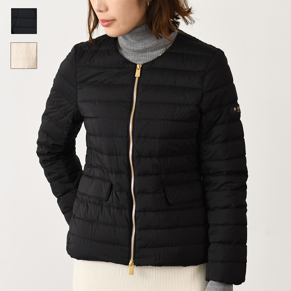 NOKO ノーカラー ライトダウンジャケット アウター LTAT24A4885 D ブラック ホワイト レディース 軽量 秋冬 おすすめ