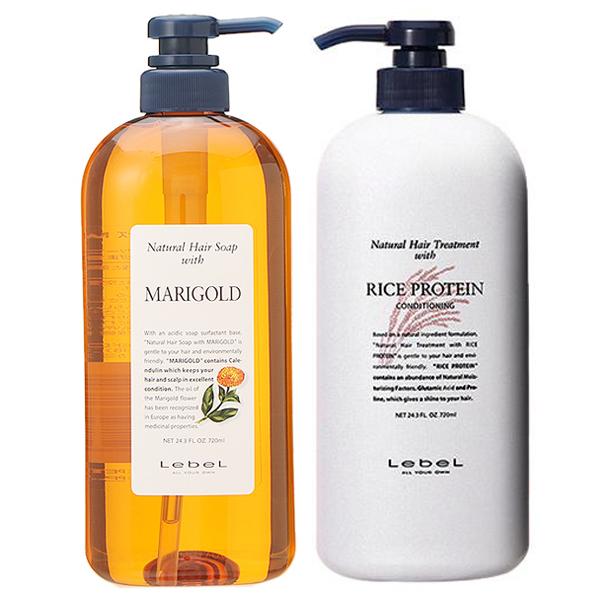 【セット】 ナチュラルヘアソープ ウィズ マリーゴールド MG 720mL + ヘアトリートメント ウィズ RP ライスプロテイン 720mL