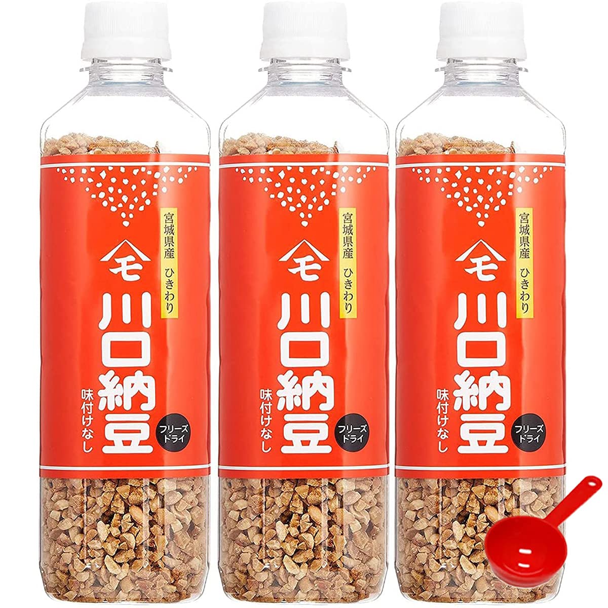 川口納豆 乾燥納豆 180g ×3個 計量スプーン（15cc）セット 宮城県産大粒大豆使用 フリーズドライ ひきわり ドライ納豆 干し納豆