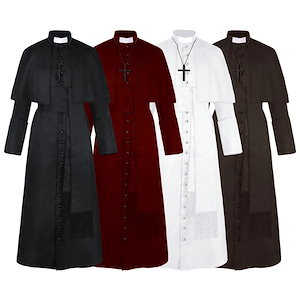 無地の司祭コスプレ衣装ハロウィーン司祭中世のレトロなコスプレ衣装
