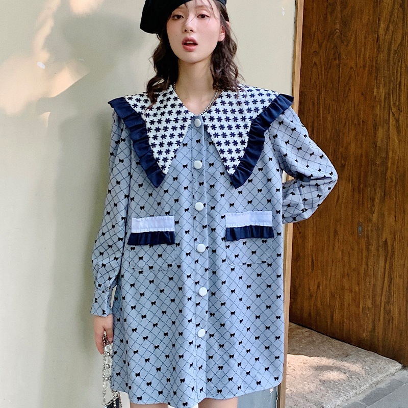 長袖ドレス女性の春と秋のルーズで薄いシックなデザイナーストレートフレンチレトロ香港スタイルのロングド
