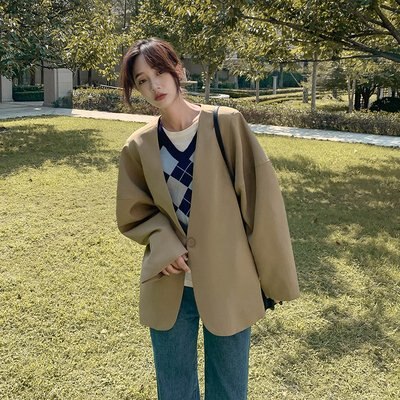 【取寄：納期2週間】ノーカラージャケット ジャケット アウター 羽織 コート レディース シンプル カジュアル お出掛け おしゃれ きれいめ ゆったり オーバーシルエット フォーマル オフィス 6,582円