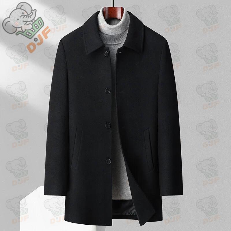 ビジネスコート ウールコート メンズ ステンカラーコート 裏起毛 防寒 暖か ダブルネック 冬服 冬物 厚手コート