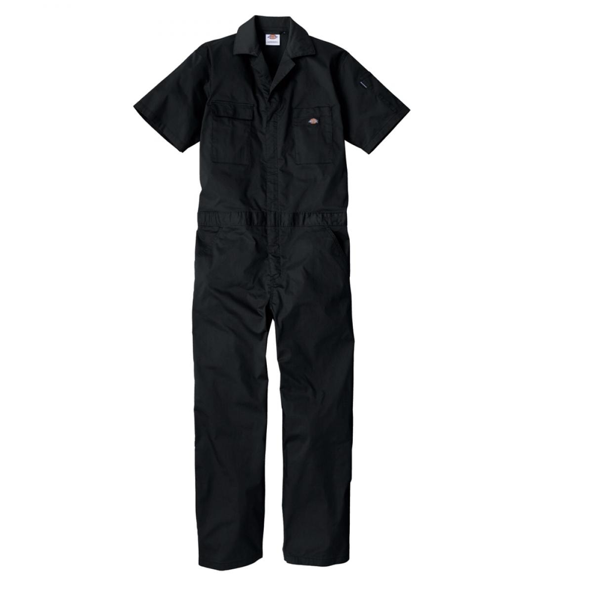 Dickies ディッキーズ ライトT/Cストレッチ 半袖ツナギ ブラック XS D-6702 つなぎ 接触冷感 夏 コーコス 作業着 作業服