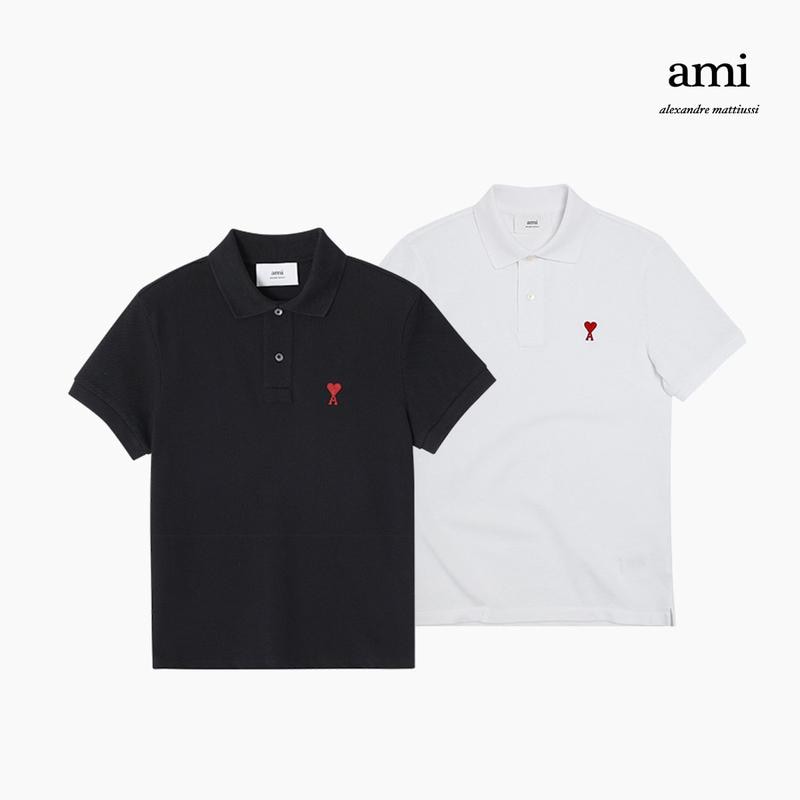 BFUPL001 760 ドゥ クール スモール ハート ロゴ ポロ ユニセックス 半袖Tシャツ ブラック/ホワイト