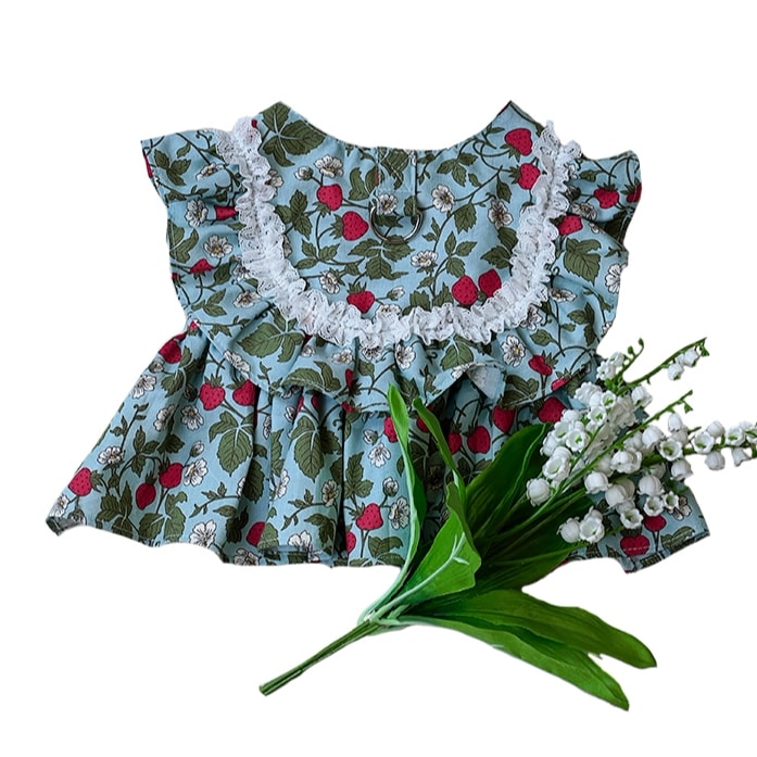 犬/猫 ハンドメイド 少女感性 いちご フリル ハーネス