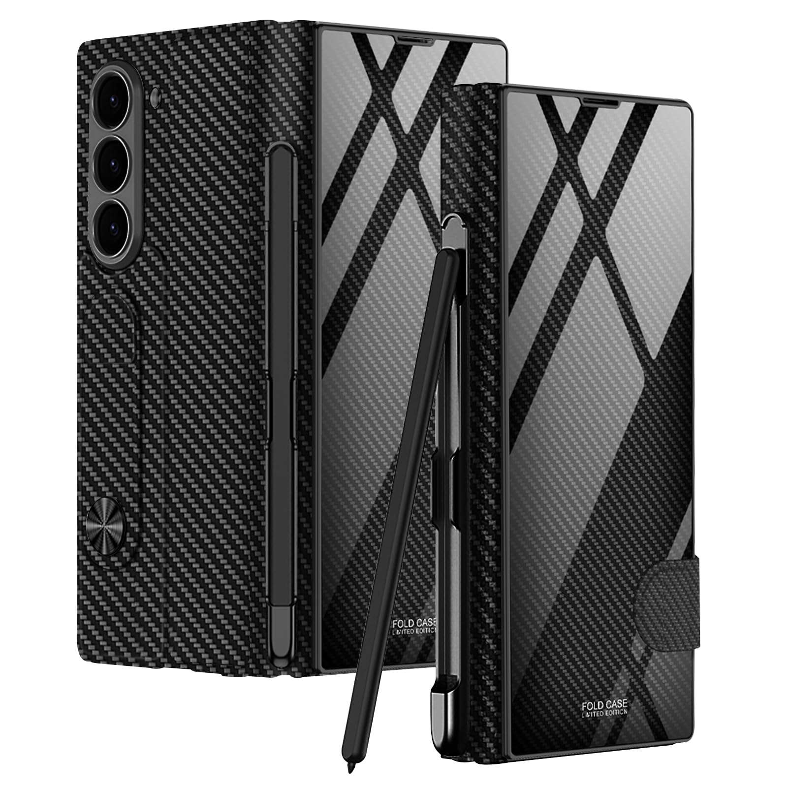DEMCERT Galaxy Z Fold6ケース ギャラクシー Z フォールド6ケース 高級液晶2重構造 Fold6 5Gケース純正 おしゃれ メッキ クリ スタルカバー ガラスフィルム付き/レンズ