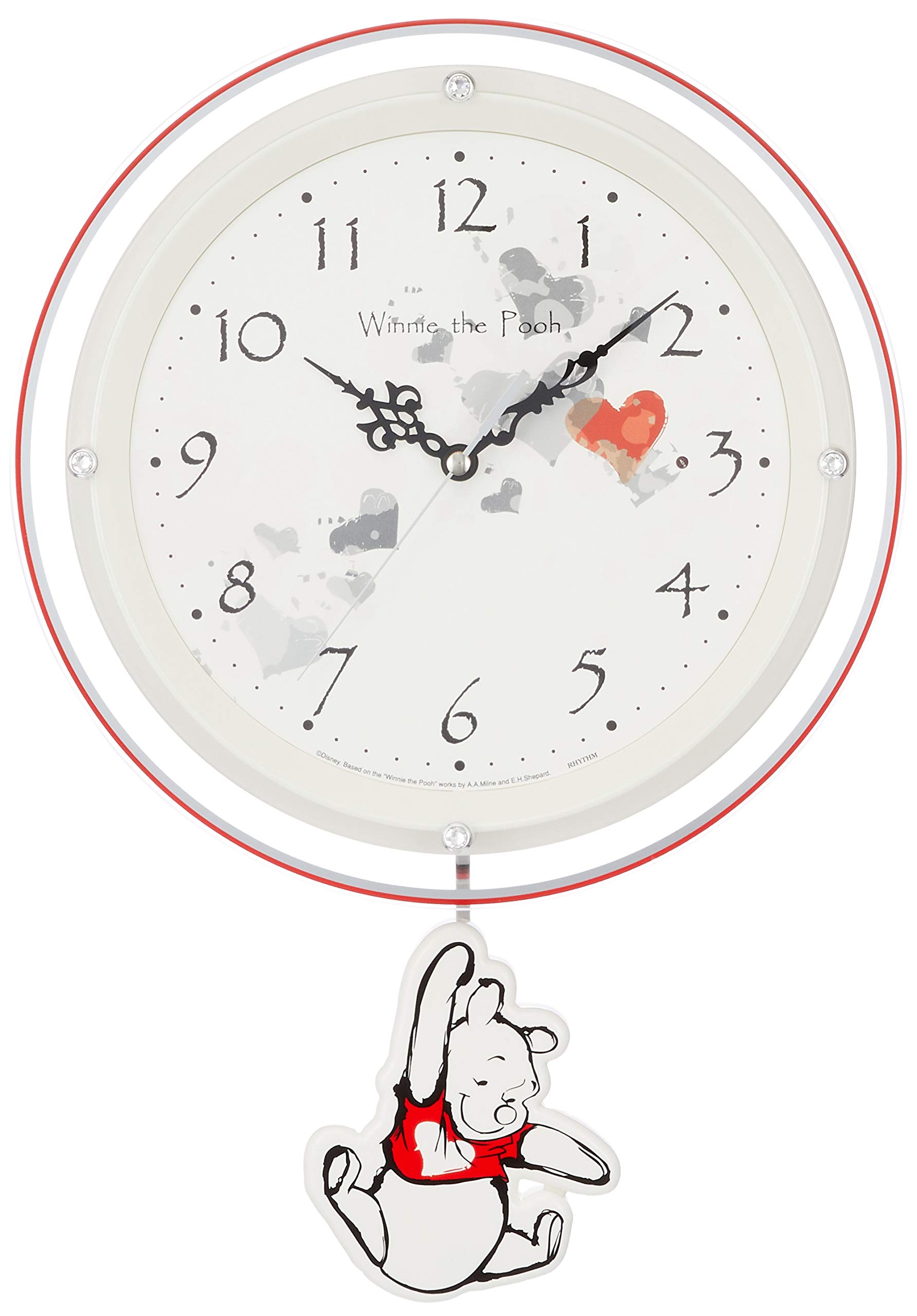 リズム(RHYTHM) Disney Winnie the Pooh くまのプーさん 大人 ディズニー シリーズ キャラクター 電波 振子時計 白パール色 8MX407MC03