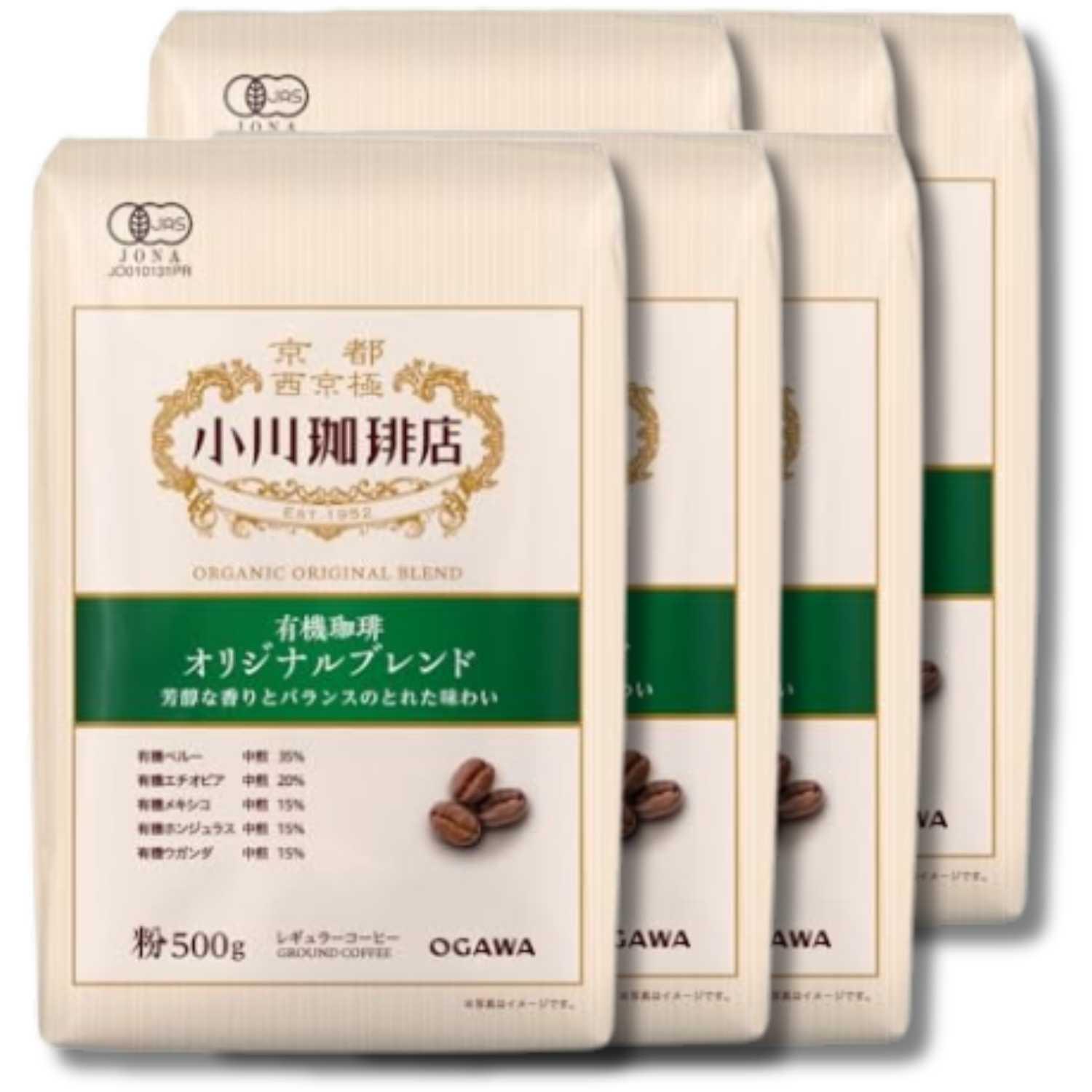 6個セット 小川珈琲店 有機珈琲 オリジナルブレンド 粉 500g