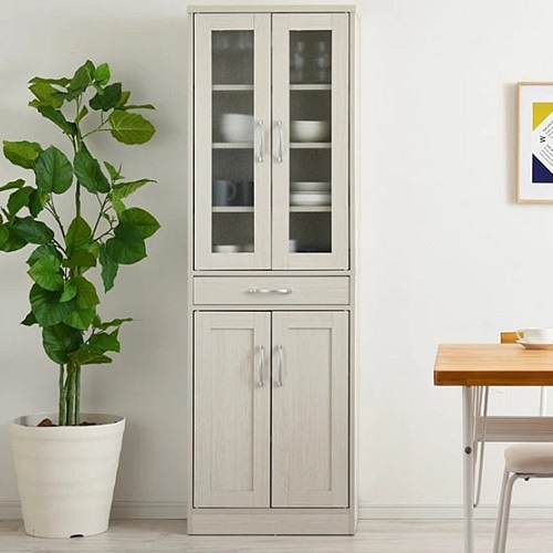 【北欧ナチュラル】　キッチンラック 食器棚 キッチンボード 木製 約 幅60 奥行30 高さ180 キッチンキャビネット おしゃれ 大容量 スリム 新生活 新婚さん 一人暮らし