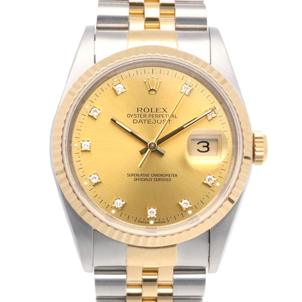 ロレックス デイトジャスト オイスターパーペチュアル 腕時計 ステンレススチール 16233G 自動巻き 1年保証 ROLEX 中古