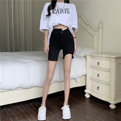 デニム ホットパンツ ショートパンツ ハイウエスト ...のサムネイル