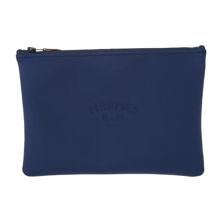 超美品 HERMES エルメス トゥルースフラット MM ネオバン ポーチ H104312M 01 ネイビー ポリアミド エラスタン レディース クラッチバッグ セカンドバッグ【本物保証】