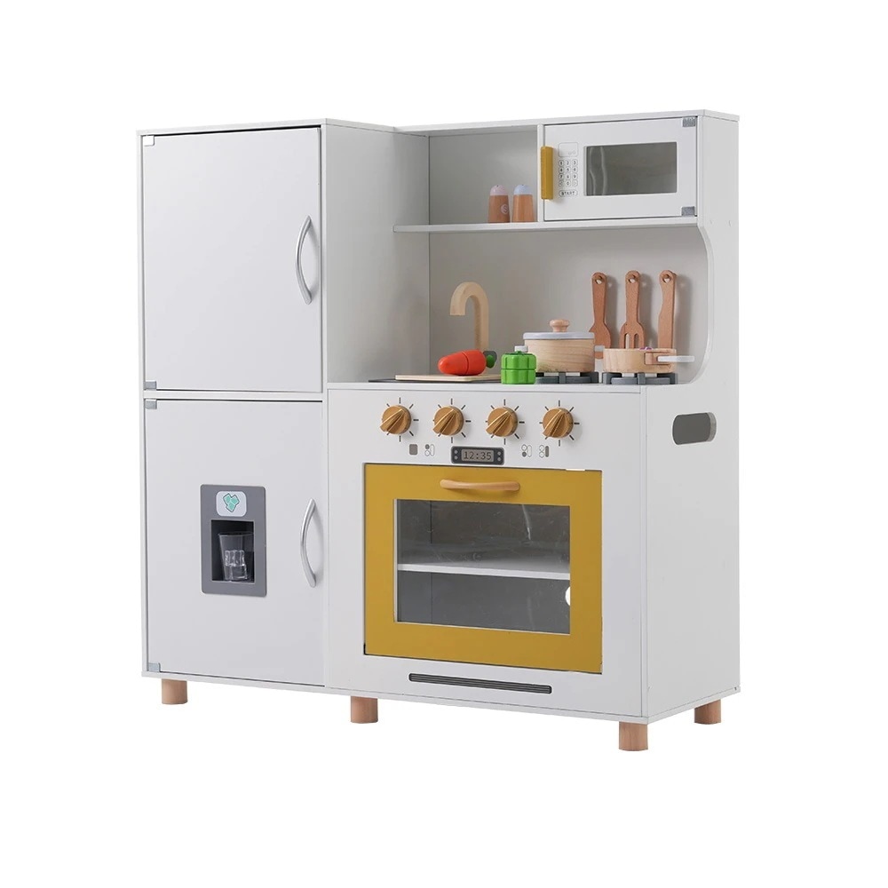【246】おままごと キッチン 木製 おままごとセット 冷蔵庫 野菜 調理器具付き 台所 製氷機 調味料 食材 知育玩具 コンロ 電子レンジ オーブン キッチン 家事 おもちゃ ままごとキッチン ミニ