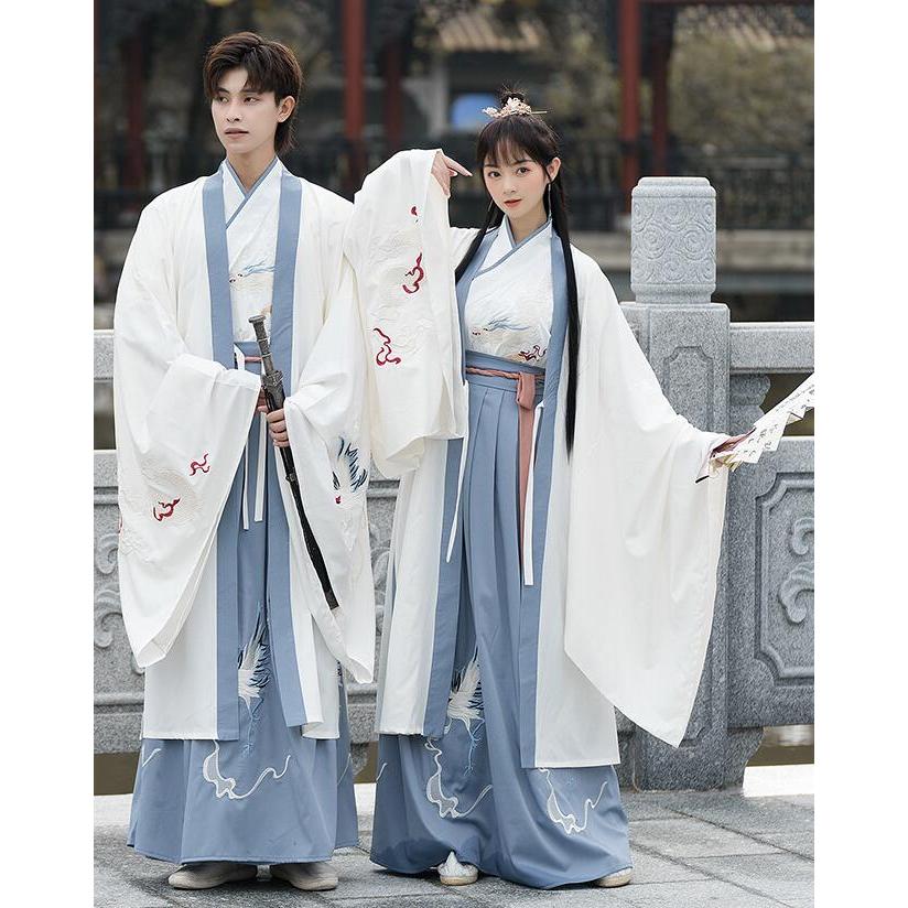 チャイナ服 2点セット 3点セット 中華コスプレ衣裳 メンズ レディース ユニセックス 漢服 唐装 交差襟 上下セット 龍 鶴 エスニック 刺しゅう 華流 コスプレ 振とても安い