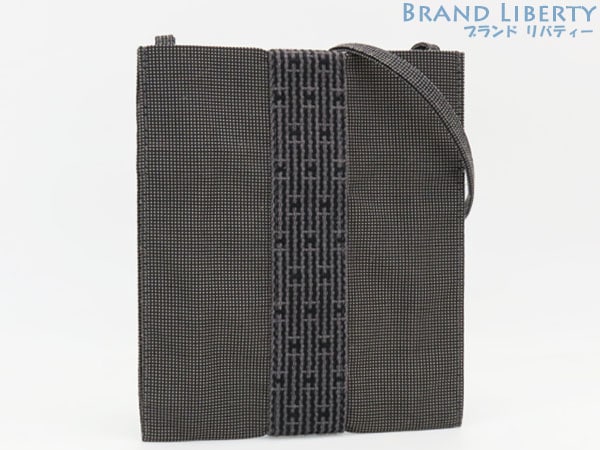 ほぼ新品エルメスエールラインポシェット斜め掛けショルダーバッグフラットメッセンジャーバッグショルダーポーチグレー