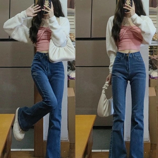 パンツ スリム ハイウエスト ストレートレッグ ストレッチレッグ フロアレングス 9,289円