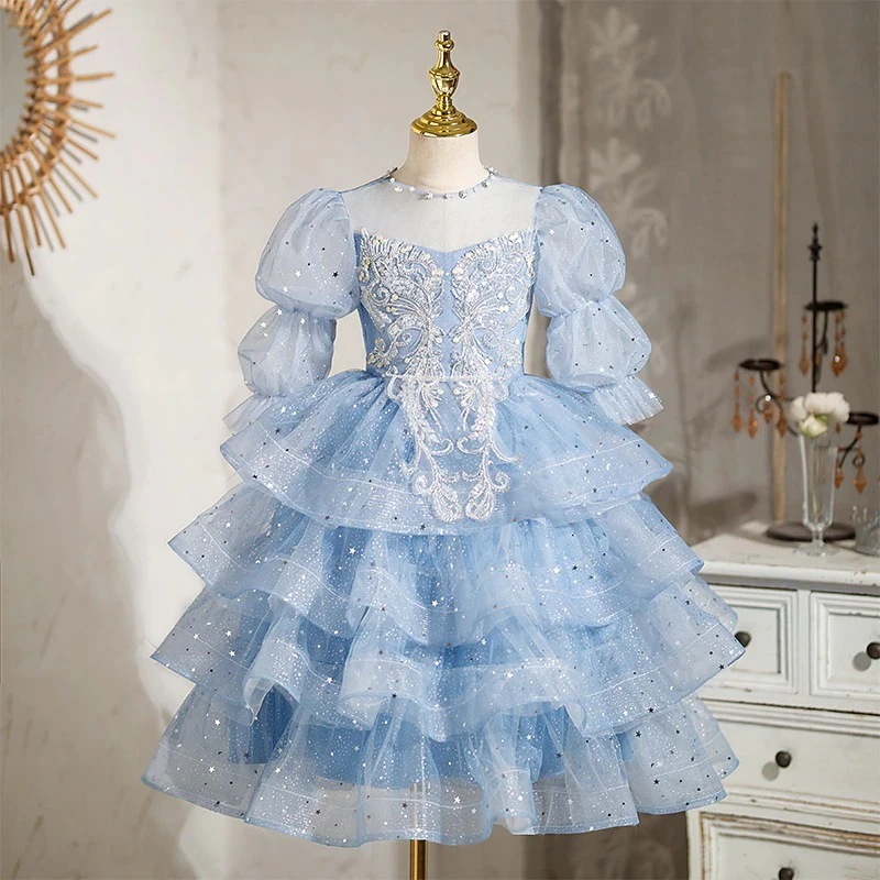 ロリータワンピースキッズ ウェディングドレス 子供ドレスプリンセススカート女の子司会者春の結婚式ピアノ演奏公演服 子供 ワンピース