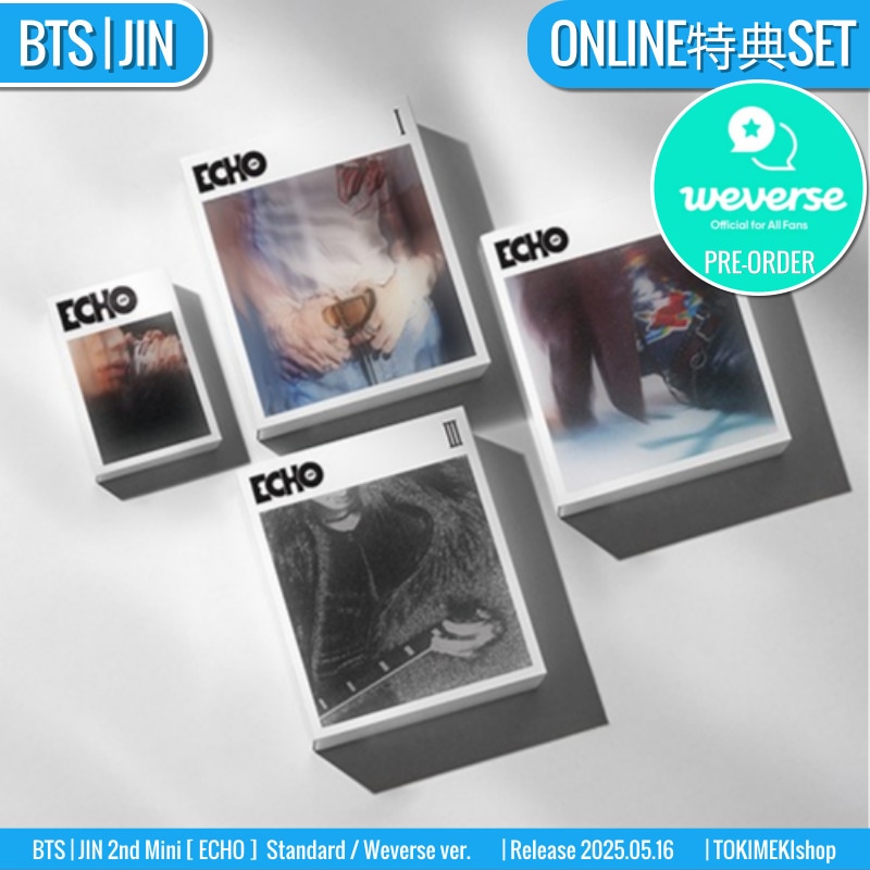 ONLINE特典+ [4種SET] PB3種+ Weverse1種 BTS アルバム JIN 2nd Mini [ ECHO ] 防弾少年団 /初動チャート反映 +Shop Gift