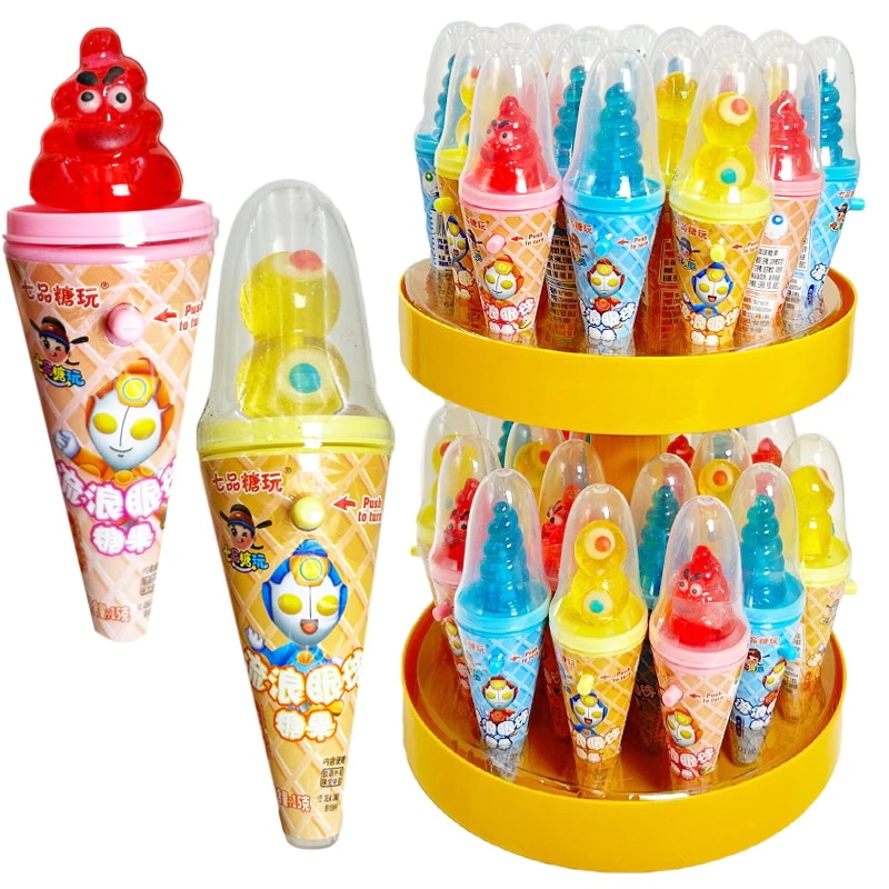 子供向けの楽しいキャンディースナックギフトプレスと回転ロリポップフルーツフレーバーアイボールシュガーシュガースクリューネジキャンディー 誕生日プレゼント 子供の贈り物 誕生日プレゼント 子供の贈り物