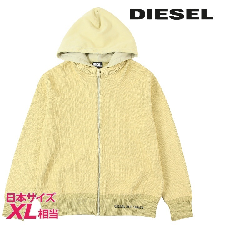 長袖ニットパーカー メンズ K-ONNOR オーバーダイコーティング加工 ロゴプリント die-m-t-f8-11p
