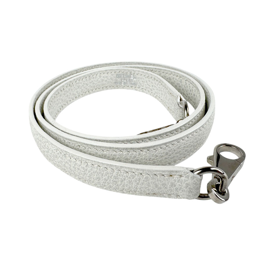 エルメス HERMES ショルダーストラップ ケリー用 ボリード用 レザー ホワイト シルバー ユニセックス z4266