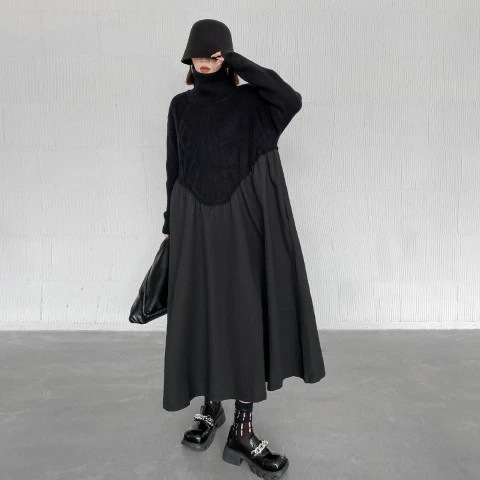 ロングワンピース 長袖 個性派 ニット カジュアル レディース大きいサイズ レディース 秋冬 結婚式 きれいめ タイト フォーマル 大人 上品 チュニック one-piece