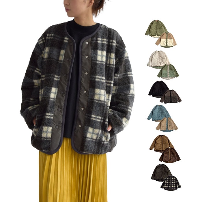 pu2le パズル アウター ボアキルティング リバーシブルブルゾン レディース 春 秋 冬 ポリエステル 全6色 フリーサイズ 2675808B