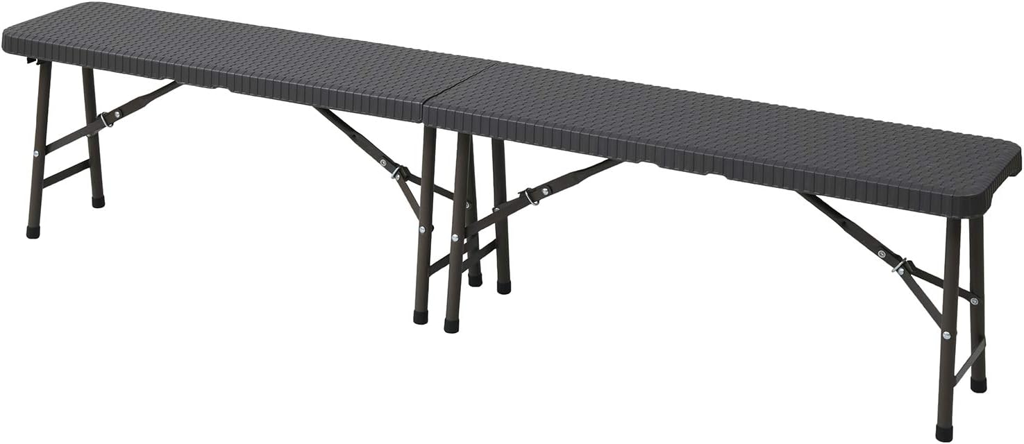 折りたたみガーデンベンチ 幅183×奥行28×高さ43.5cm ウィッカー調 お庭 ベランダ テラス バルコニー ガーデンマスター ダークブラウン