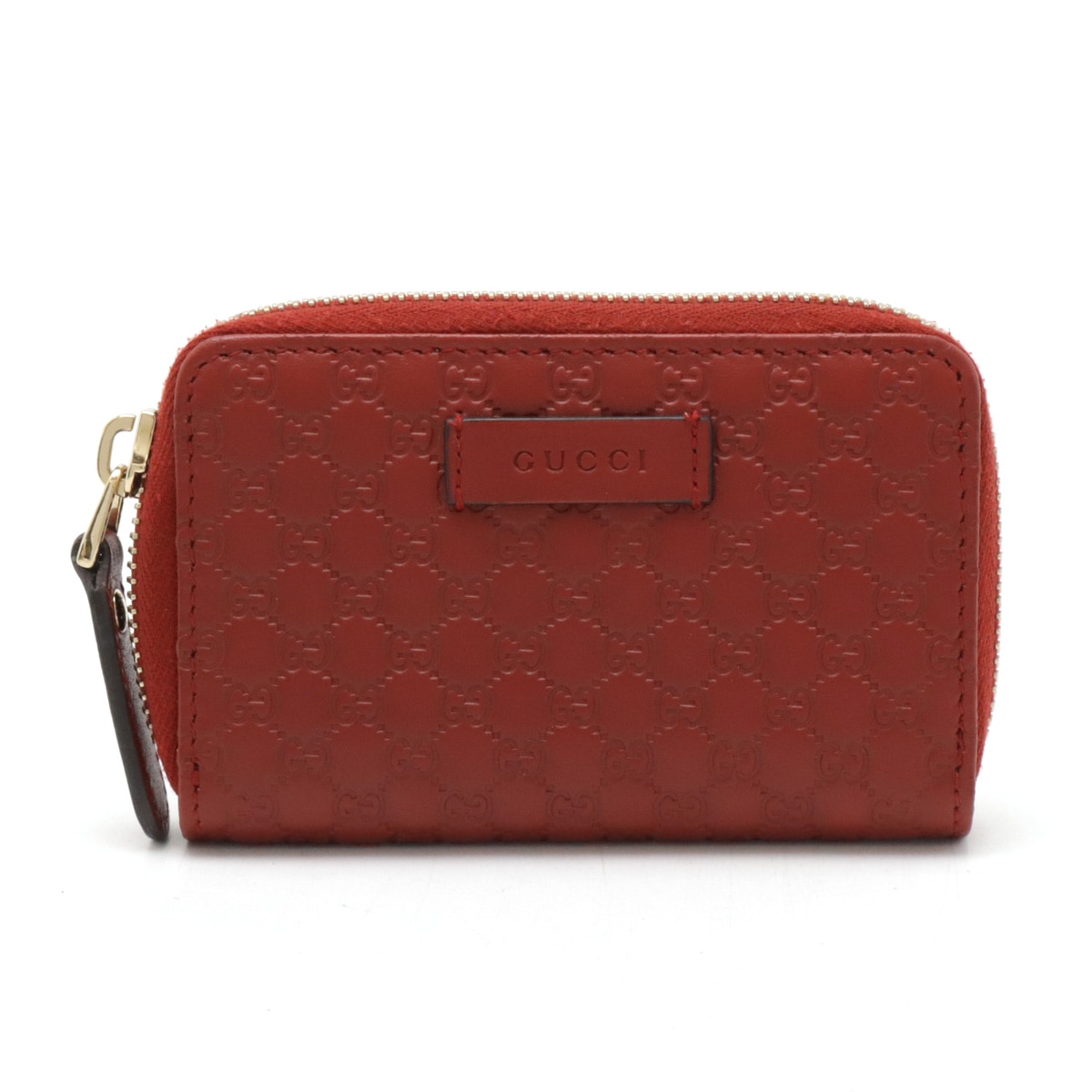 マイクログッチシマ ラウンドファスナー コインケース 小銭入れ コインパース レザー レッド 赤 ゴールド金具 アウトレット品 54424