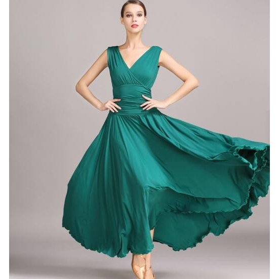 人気 肩出し バックレス ノースリーブ Vネック 社交ダンス 6色 セクシー レディース ワルツ モ