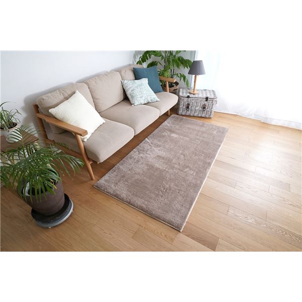 ラグ マット 絨毯 約幅95×長さ190cm ラベンダーアッシュ 洗える 滑り止め クッション性 ホットカーペット対応 トシシミズ