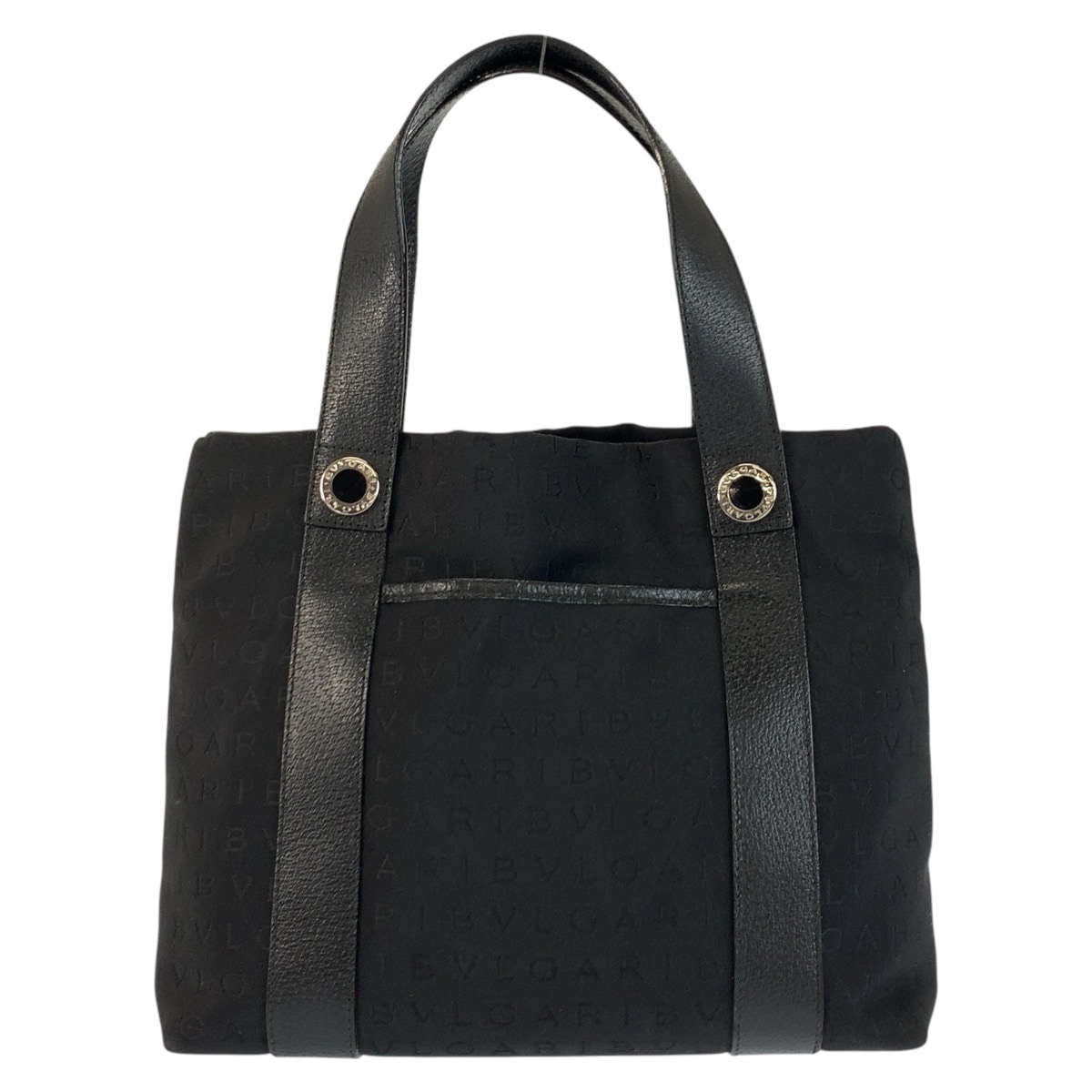 美品 ロゴマニア ブラック 黒 シルバー金具 キャンバス/レザー MAEIEA トートバッグ ハンドバッグ レディース 600657
