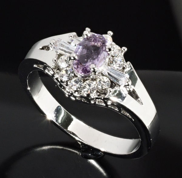 天然石 アメジスト ダイヤモンド リング 指輪高級仕上げ No.RING-27