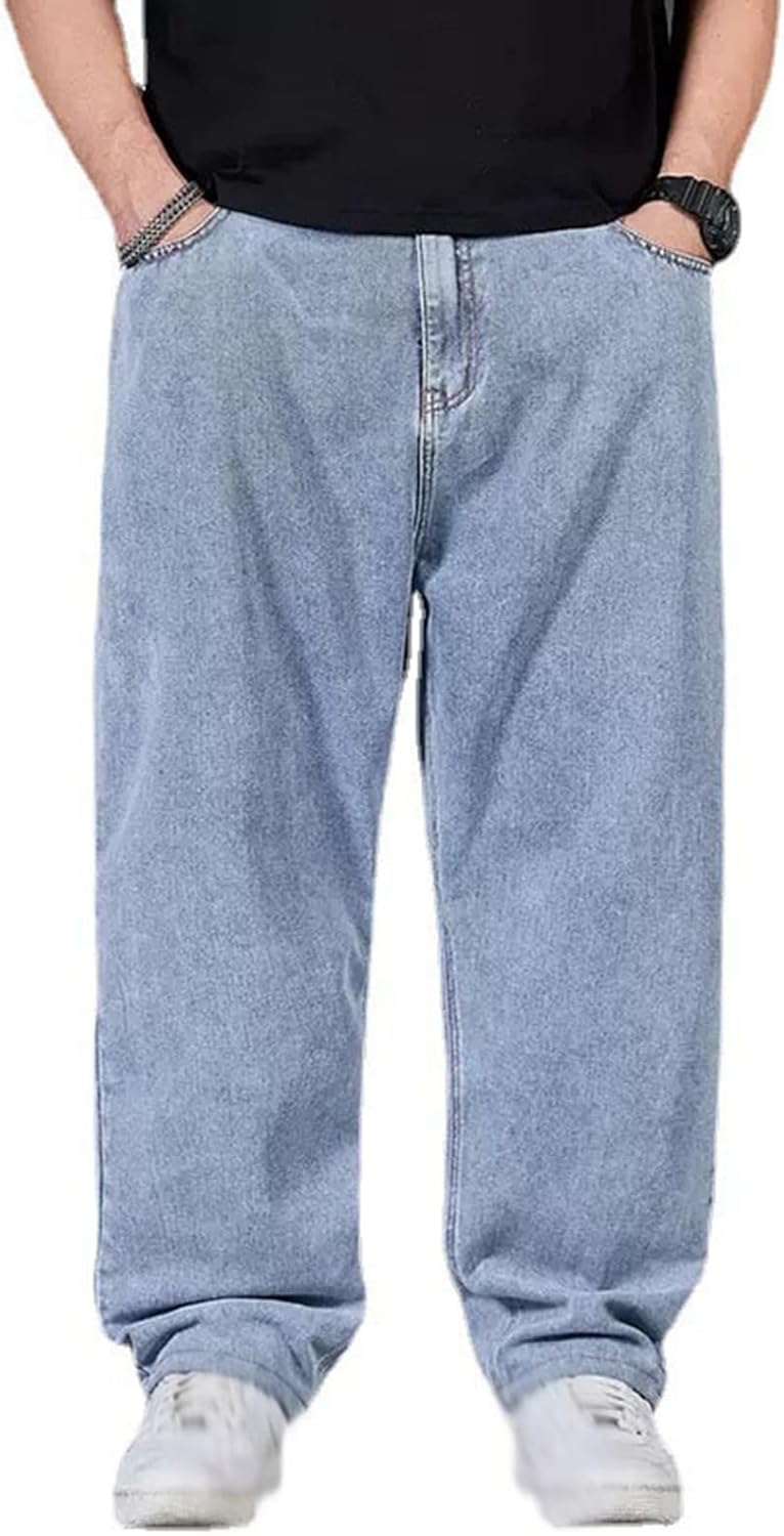 ジーンズ デニムパンツ 袴パンツ ボトムス メンズ 大きめ ストレート ロングパンツ キングサイズ 大人 レトロ ウォッシュ加工 ファッション 薄手 ストリート hiphop系 春夏秋冬 バ