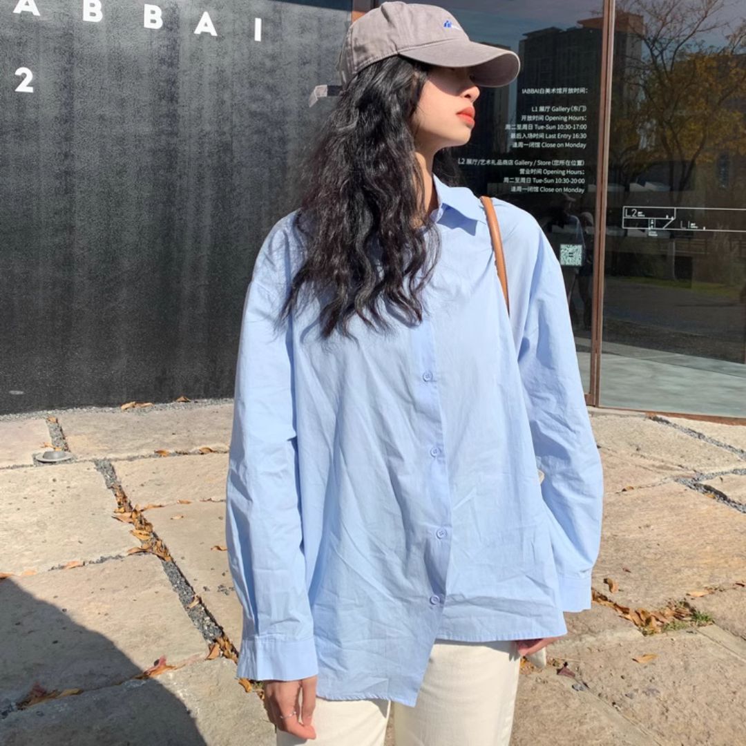 オーバーサイズシャツ オーバーフィットシャツ シャツ 長袖 ゆったり 韓国 レディース オルチャン 袖あり かわいい きちんと きれいめ 大人可愛い フォーマル シンプル 大人 上品