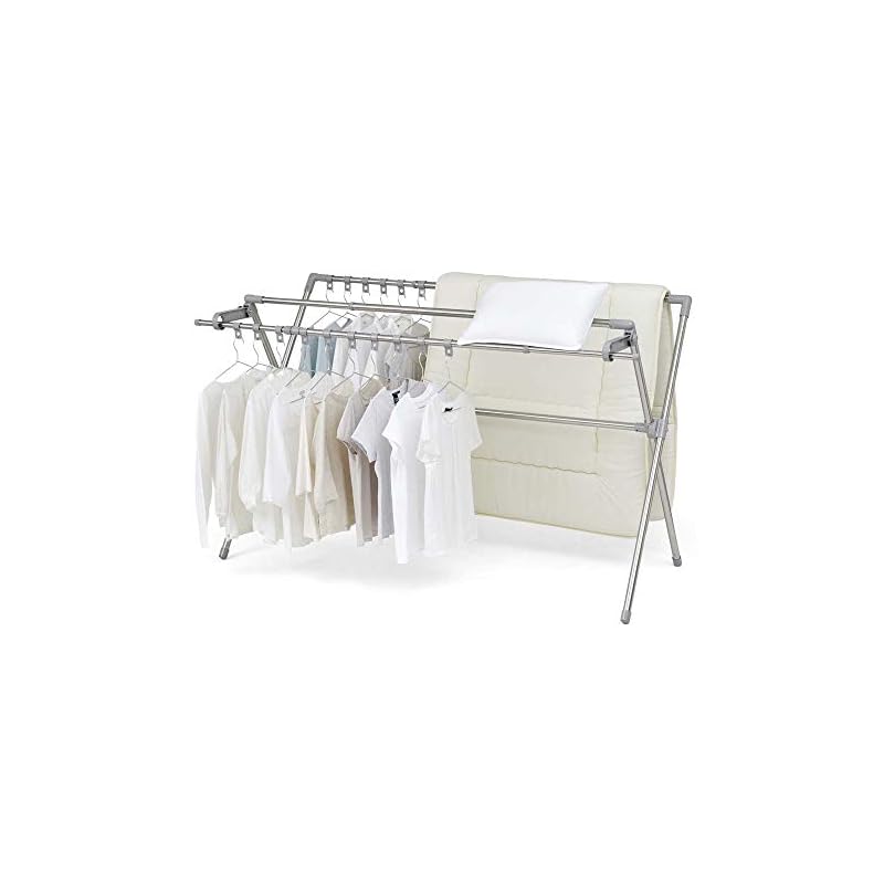 即納：アイリスオーヤマ ステンレス鋼 物干し 布団も干せる 多機能 伸縮 布団4枚分 布団干し ダブルバー CSPX-230S 無地(ホワイト)