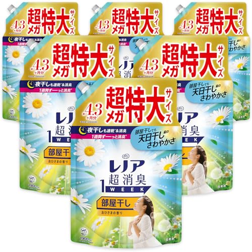 レノア 超消臭1WEEK 柔軟剤 部屋干し おひさまの香り 詰め替え 1,900mL×6袋 [大容量] [ケース品]